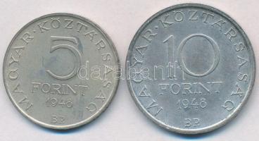 1948. 5Ft Ag "Petőfi" + 10Ft "Széchenyi" T:2