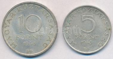 1948. 5Ft Ag "Petőfi" + 10Ft "Széchenyi" T:2