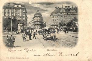 München, Karlsplatz / square, horse-drawn tram, night. Lautz & Isenbeck (fl)