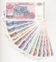 Horvátország/Krajna Szerb Köztársaság 1993. 5000D + 50.000D + 100.000D + 500.000D + 5.000.000D + 100...