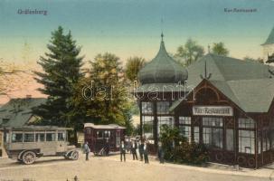 Lázne Jeseník, Gräfenberg; Kur-Restaurant, automobile, bus. Wilhelm Peters