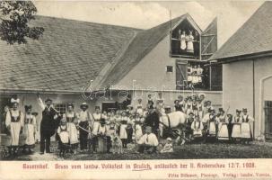 Králíky, Grulich; Bauernhof, Gruss vom landw. Volksfest anlässlich der II. Rinderschau 1908 / 2nd cattle show, folklore festival