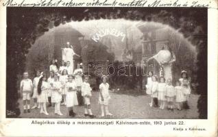 Máramarossziget, Sighetu Marmatei; Allegorikus élőkép a Kálvineum estén / allegoric religious scene, children (EK)
