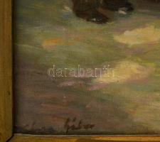 Kássa Gábor (1893-1961): Templom belső hívőkkel. Olaj, vászon, jelzett, antik keretben, 60×50 cm