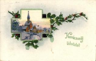 12 db RÉGI karácsonyi, húsvéti és újévi üdvözlőlap, pár lithoval, vegyes minőség / 12 pre-1945 Chris...