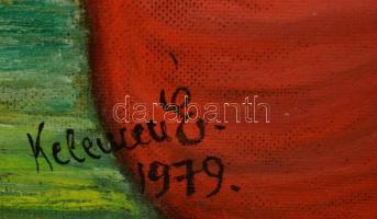 Kelemen Éva (?-?): Akkordok, olaj, farost, keretben, 49×43 cm