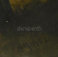 Kéthelyi István (?-?): Házak virágzó fákkal. Olaj, vászon, jelzett, 40×50 cm