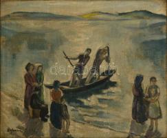 Hofmann jelzéssel: Hazatérő halászok. Olaj, vászon, keretben, 40×50 cm