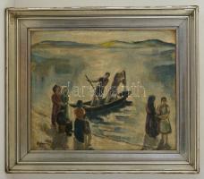 Hofmann jelzéssel: Hazatérő halászok. Olaj, vászon, keretben, 40×50 cm