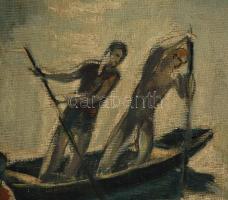 Hofmann jelzéssel: Hazatérő halászok. Olaj, vászon, keretben, 40×50 cm