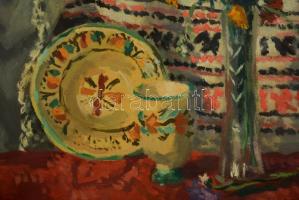 Duray Tibor (1912-1988): Asztali csendélet. Tempera, papír, jelzett, 43×30 cm