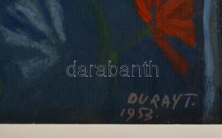 Duray Tibor (1912-1988): Asztali csendélet. Tempera, papír, jelzett, 43×30 cm