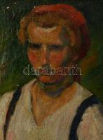 Czencz János (1885-1960): Piros fejkendős lány. Olaj, vászon, festék hibákkal, jelzett, keretben, 60...