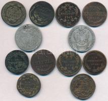 Ausztria 1760-1811. Vegyes, 12db-os krajcár tétel, benne: 1760W 1kr Cu "Mária Terézia", 1764. 20kr Ag "Mária Terézia", 1811A 20kr Ag "I. Ferenc" T:2-,3 ly., ph. Austria 1760-1811. Mixed 12pcs Kreutzer lot, including: 1760W 1 Kreuzer Cu "Maria Theresia", 1764. 20 Kreuzer Ag "Maria Theresia", 1811A 20 Kreuzer Ag "Franz I" C:VF,F hole, edge error