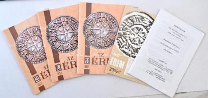 14db-os numizmatikai katalógus és folyóirat tétel, benne Az érem néhány száma (2002/1, 2010/2, 2013/...