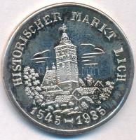 NSZK 1985. "Lich történelmi vásár 1545-1985" jelzett Ag emlékérem tokban (10,87g/1.000/30mm) T:2(PP) FRG 1985. "Historical Market Lich 1545-1985" hallmarked Ag commemorative medallion in case (10,87g/1.000/30mm) C:XF(PP)