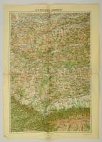 1915 Nagyszeben és környékének térképe, kiadja a M. Kir. Állami Térképészeti Intézet, 46x63 cm