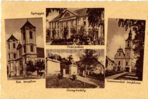 Gyöngyös, Postapalota, Orczy kastély, Ferencrendiek és katolikus templom 1950 Gyöngyös Mezőgazdasági Kiállítás So. Stpl (EK)