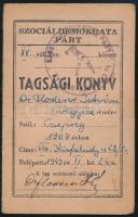 1947 Szociáldemokrata Párt tagsági könyv bélyegekkel