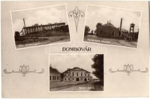 Dombóvár, Déry konzervgyár, vajtermelő központ, Korona szálló, Moosz Alajos kiadása, Art Nouveau (EK)