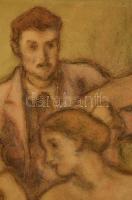 Márkus Imre (1872-?): Önarckép ülő akttal 1941. Vegyes technika, papír, jelzett, 42×30 cm