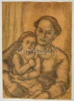 Márkus Imre (1872-?): Anya gyermekével 1940. Vegyes technika, papír, jelzett, 42×30 cm