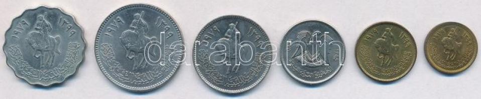 Líbia 1975. 10D Cu-Ni + 1979. 1D sárgaréz-acél + 5D sárgaréz-acél + 20D Cu-Ni + 50D Cu-Ni + 100D Cu-Ni T:2 kis ph. Lybia 1975. 10 Dirhams Cu-Ni  + 1979. 1 Dirham brass-steel + 5 Dirhams brass-steel + 20 Dirhams Cu-Ni + 50 Dirhams Cu-Ni + 100 Dirhams Cu-Ni C:XF small edge error Krause KM#14, KM#18, KM#19, KM#21, KM#22, KM#17