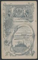 cca 1900 Osztrák-magyar tengerész keményhátú fotója, E. Mioni műterméből, díszes hátoldallal, 9x6 cm