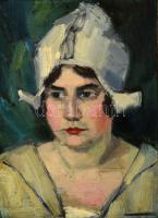 Gadányi Jenő (1896-1960): Női portré 1924. Olaj, falemez, jelzett, keretben, 42×32 cm