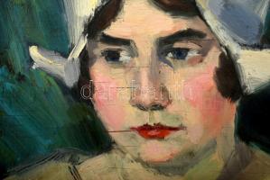 Gadányi Jenő (1896-1960): Női portré 1924. Olaj, falemez, jelzett,  keretben, 42×32 cm