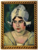 Gadányi Jenő (1896-1960): Női portré 1924. Olaj, falemez, jelzett,  keretben, 42×32 cm