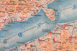 A Balaton és környékének turistatérképe, 1:150000, Schuber Ignácz, a hajtások mentén kis szakadásokk...