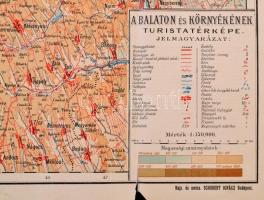A Balaton és környékének turistatérképe, 1:150000, Schuber Ignácz, a hajtások mentén kis szakadásokk...