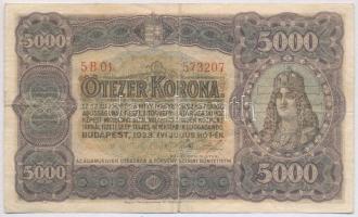 1923. 5000K Magyar Pénzjegynyomda Rt. Budapest T:III,III-