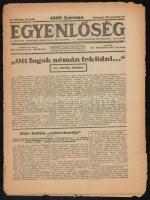 1924 Bp., Az Egyenlőség, a magyar zsidóság politikai hetilapja 43. évfolyamának 32. száma