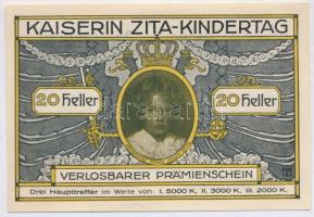 Ausztria 1916. 20h Zita királyné gyermeknap sorsjegy T:I,I- Austria 1916. 20 Heller Kaiserin Zita Kindertag Verlosbarer Prämienschein C:UNC,AU