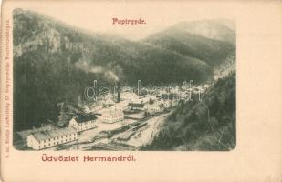 Hermánd, Hermanecz, Harmanec; Papírgyár, Lechnitzky O. kiadása / paper factory (kis szakadás / small tear)