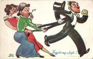 5 db RÉGI humoros motívumlap, vegyes minőség / 5 pre-1945 humour motive cards, mixed quality