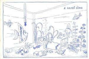 5 db RÉGI humoros motívumlap, vegyes minőség / 5 pre-1945 humour motive cards, mixed quality