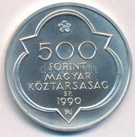 1990. 500Ft Ag "Mátyás király - Buda" T:BU ujjlenyomat, fo. Adamo EM114
