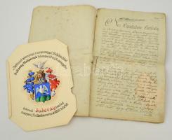 1815 A szepesi káptalan hiteles másolata a dubovai Dubovay-család különféle birtokügyi iratairól, felzetes pecséttel + a Dubovay-család címerének feltehetőleg 19-20. századi színes másolata