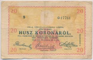 Pécs 1919. 20K sorszám előtt rozetta + 50K sorszám előtt csillag + 100K sorszám előtt rozetta "...