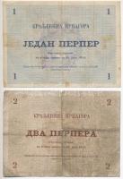 Montenegró 1914. 1P + 2P T:III,III-
Montenegro 1914. 1 Perper + 2 Perpera C:F,VG