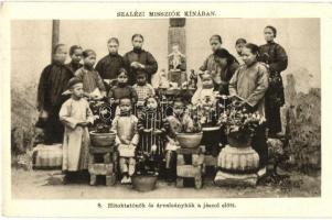 Szalézi missziók Kínában - 2 db RÉGI képeslap a missziókról, hitoktatónők / 2 pre-1945 postcards fro...