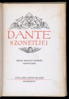 Dante Alighieri: Dante Szonettjei. Fordította Rónai Mihály András. Budapest, 1943, Szőllősy Könyvkiadó, 110 p. Kiadói aranyozott félvászon kötésben, kissé kopottas borítóval, sorszámozott bélyegzéssel a könyvben. A könyvíszeket és Luca Signorelli Dante-képmása nyomán a borítólapot tervezte Fery Antal.