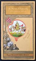 1895 A magyarok bejövetele. Feszty Árpád körképe. Feszty Árpád festménye után metszette Morelli Gusztáv. Bp., Könyes Kálmán Magyar Irodalmi és Könyvkereskedő Rt. Magyar, német, francia és angol nyelvű kísérőszöveggel, jó állapotban, gazdagon díszített, festett, dombornyomott vászonkötésben. Hátsó borítóján kis szakadással.