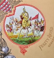 1895 A magyarok bejövetele. Feszty Árpád körképe. Feszty Árpád festménye után metszette Morelli Gusz...