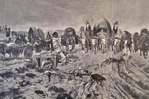 1895 A magyarok bejövetele. Feszty Árpád körképe. Feszty Árpád festménye után metszette Morelli Gusz...