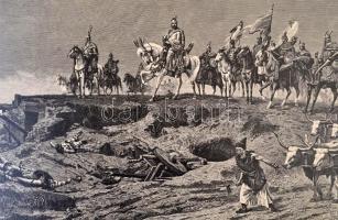 1895 A magyarok bejövetele. Feszty Árpád körképe. Feszty Árpád festménye után metszette Morelli Gusz...