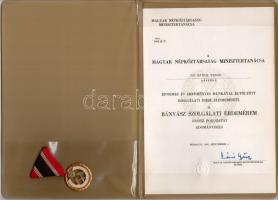 1983. Bányász Szolgálati Érdemérem bronz fokozata + adományozói okirat T:2